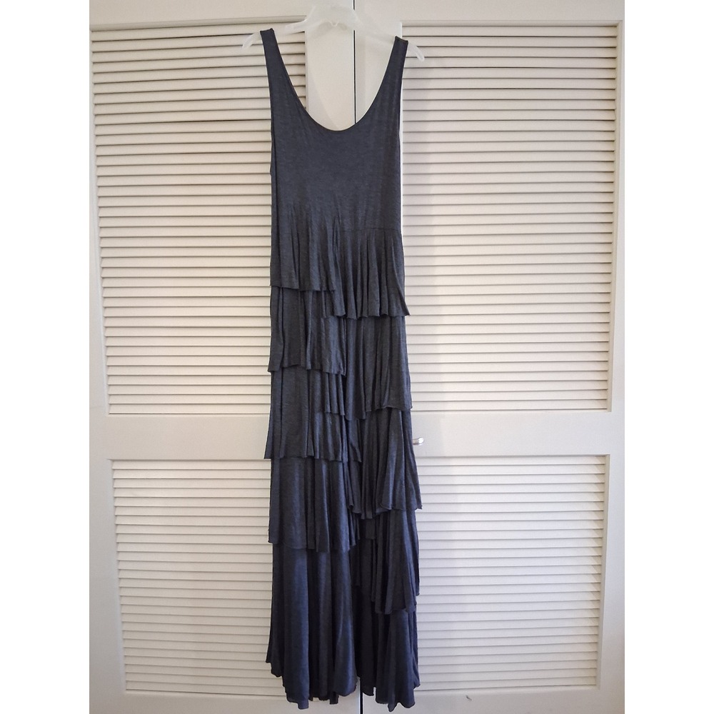 Soft Surroundings Tiered Maxi Dress Dominique XL Gray Ruffle Boho Lagenlook